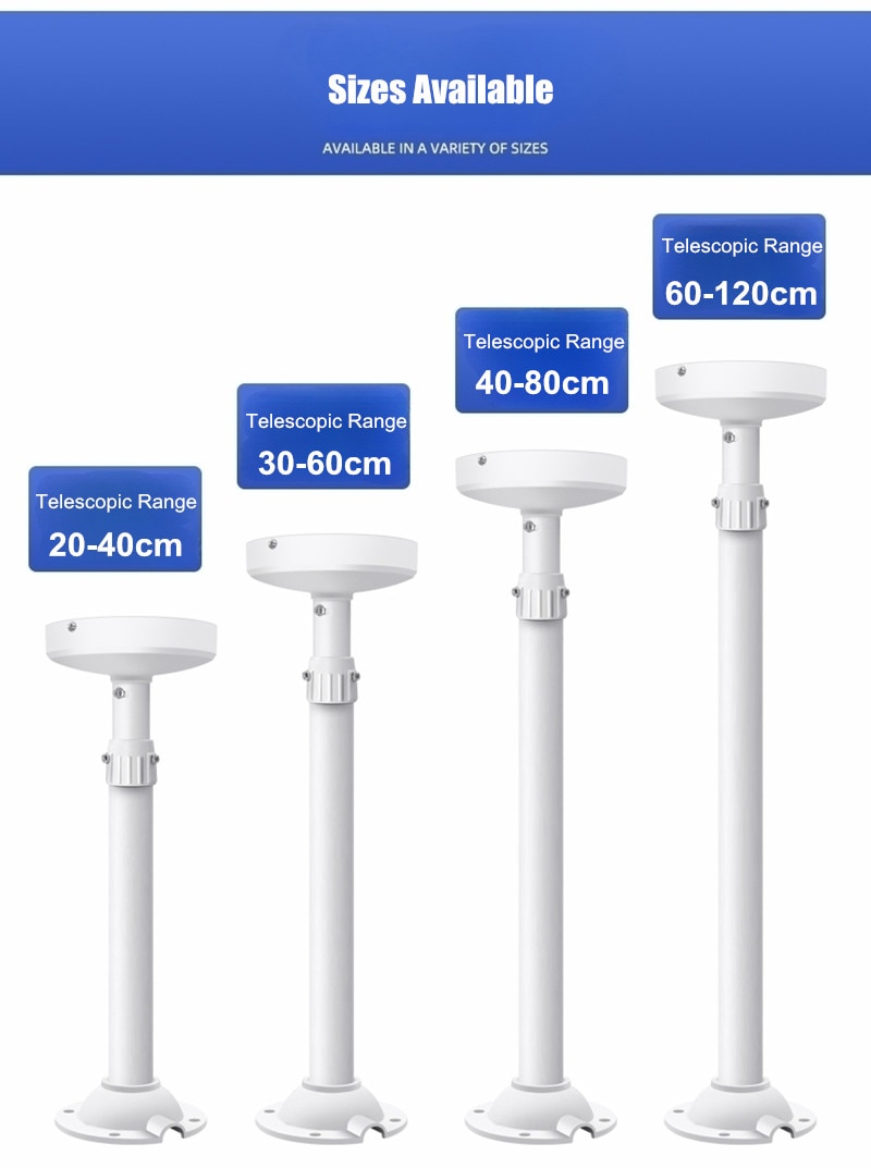 Surveillance CCTV Dome Camera Bracket Ceiling Mount Holder I-Type Aluminum Alloy Hemispherical Extension Rod Telescopic Support