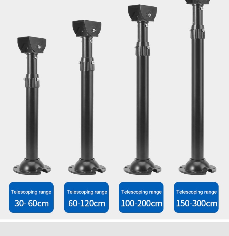 Black Universal Duckbill Lifting Hoisting Telescopic Rod Security Camera Ceiling Mount Bracket 20-40cm 30-60cm 40-80cm 60-120cm